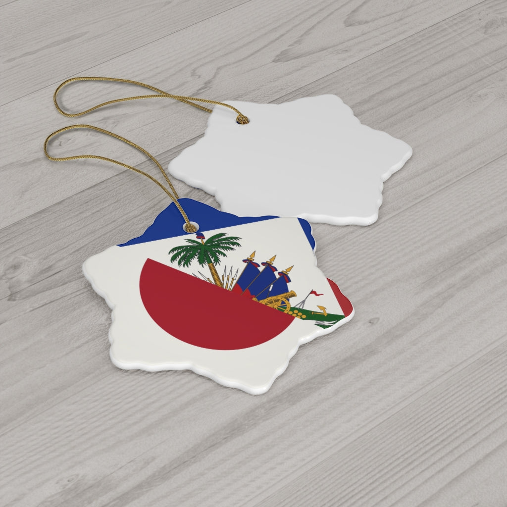 Japanese Haitian Flag Ceramic Ornaments | Japan Haiti Christmas Tree