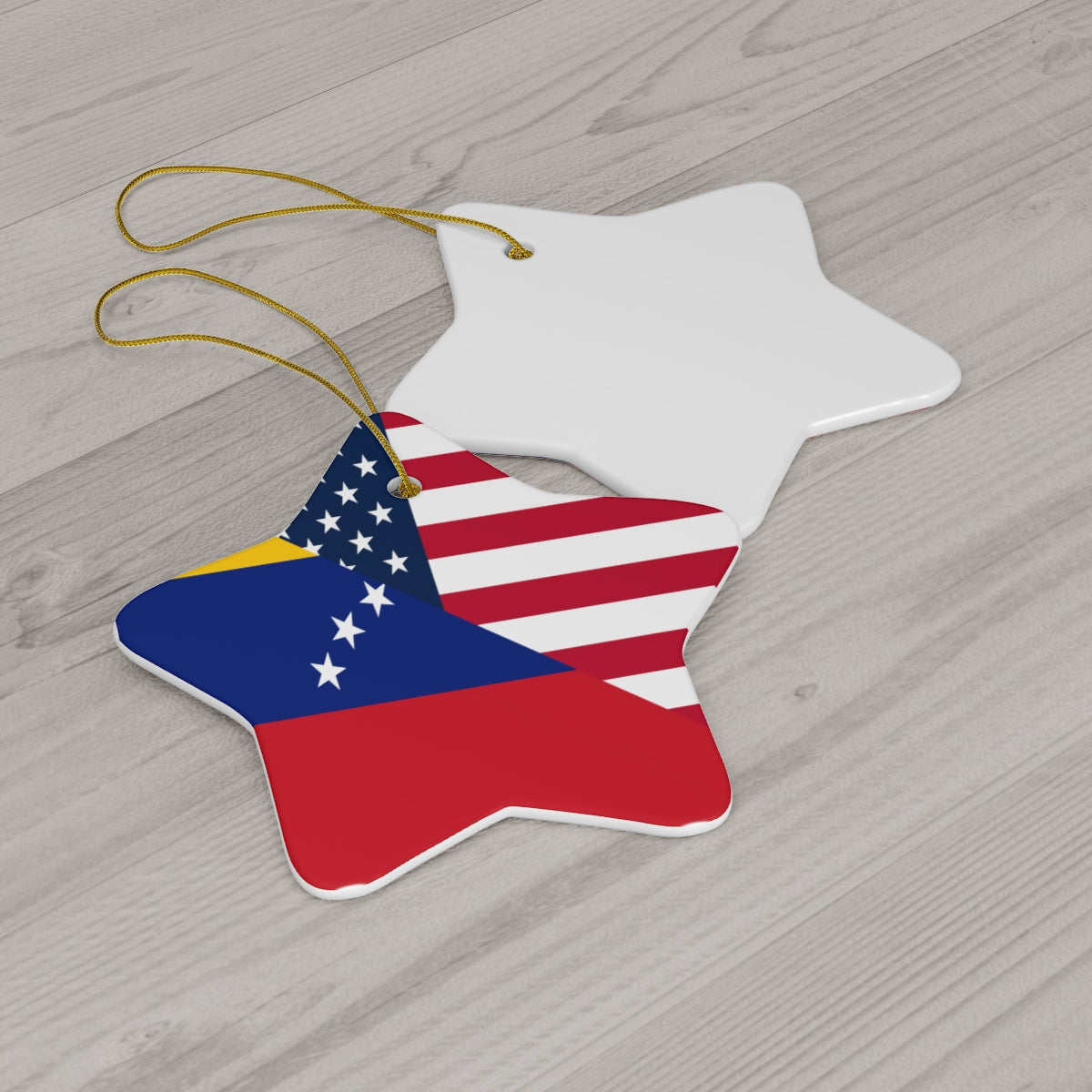 Venezuela American Flag Ceramic Ornaments | Venezuelan USA Holiday Christmas Tree