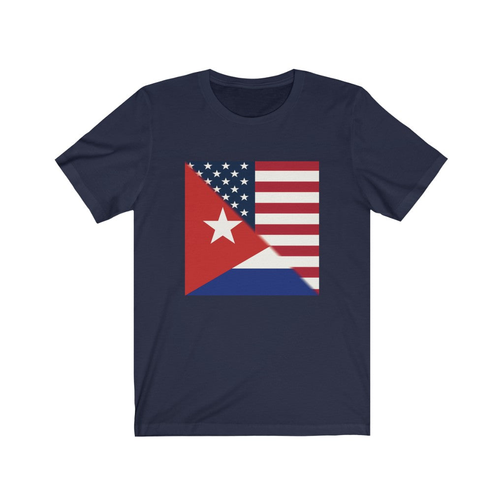 Half Cuba America Flag T-Shirt | USA Cuban Apparel Ships from US