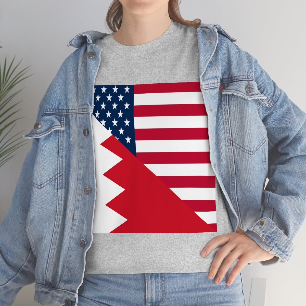 Bahrain American Flag Half Bahraini USA T-Shirt | Unisex Tee Shirt