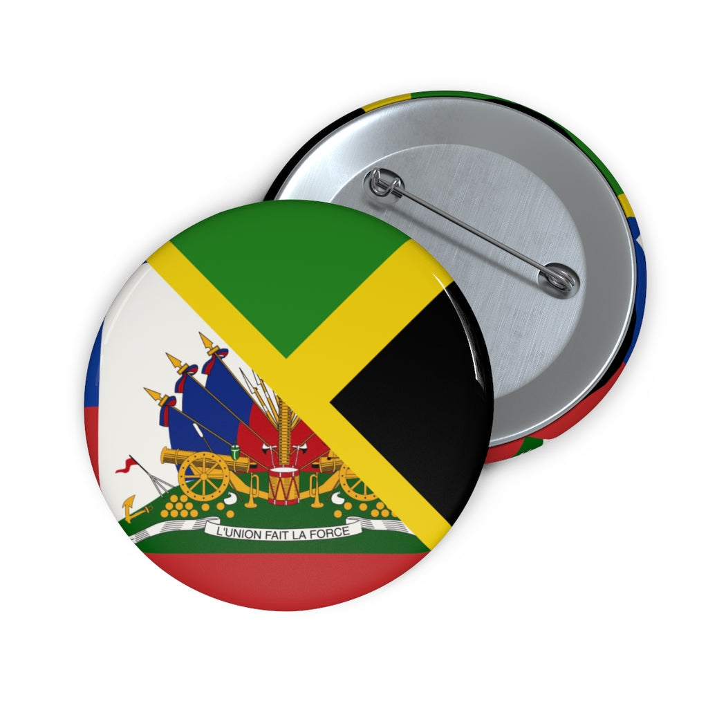 Haitian Jamaican Flag Pin Button | Haiti Jamaica Caribbean