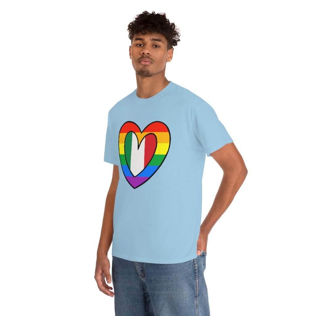 Italian Rainbow Flag Heart T-Shirt | Unisex Italy Pride Month Tee