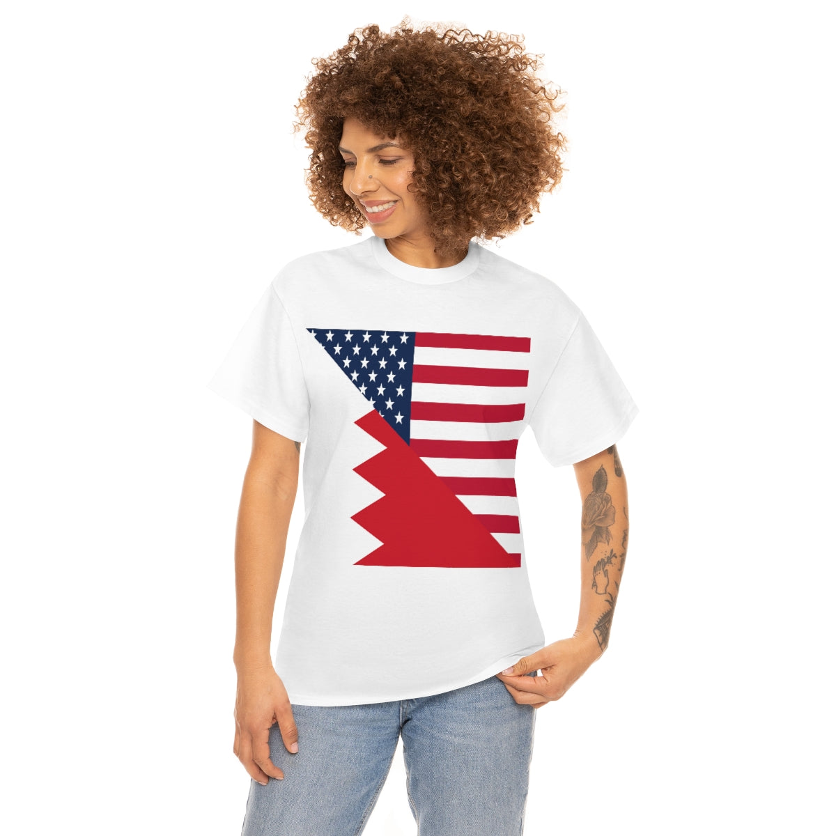 Bahrain American Flag Half Bahraini USA T-Shirt | Unisex Tee Shirt