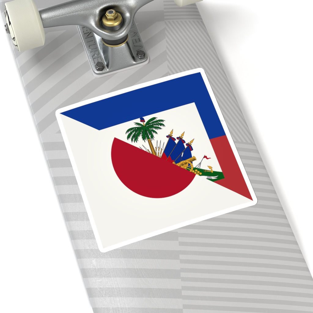 Half Haitian-Japanese Flag Sticker | Haiti Japan Flag Sticker