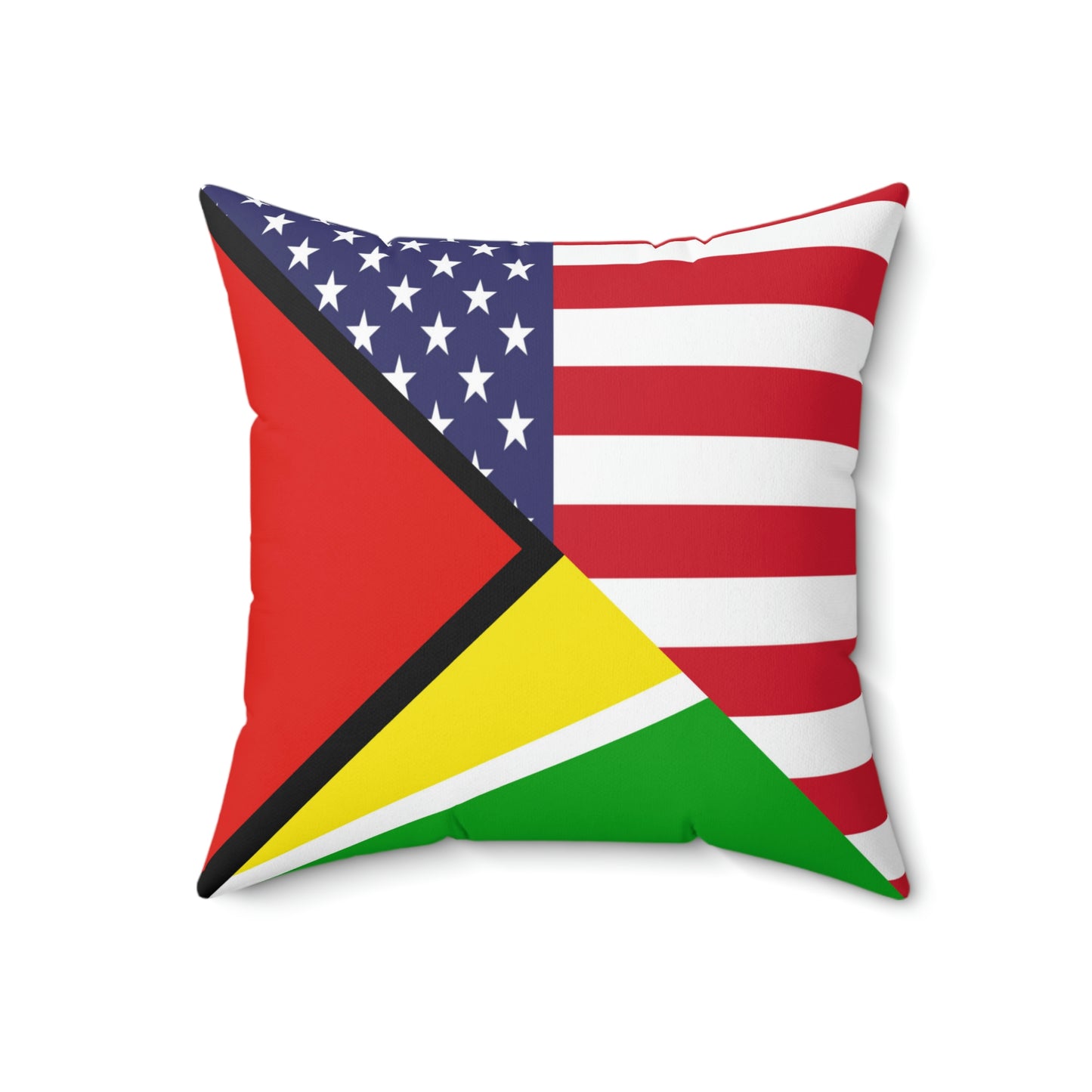 Guyana American Flag Half Guyanese USA Spun Polyester Square Pillow