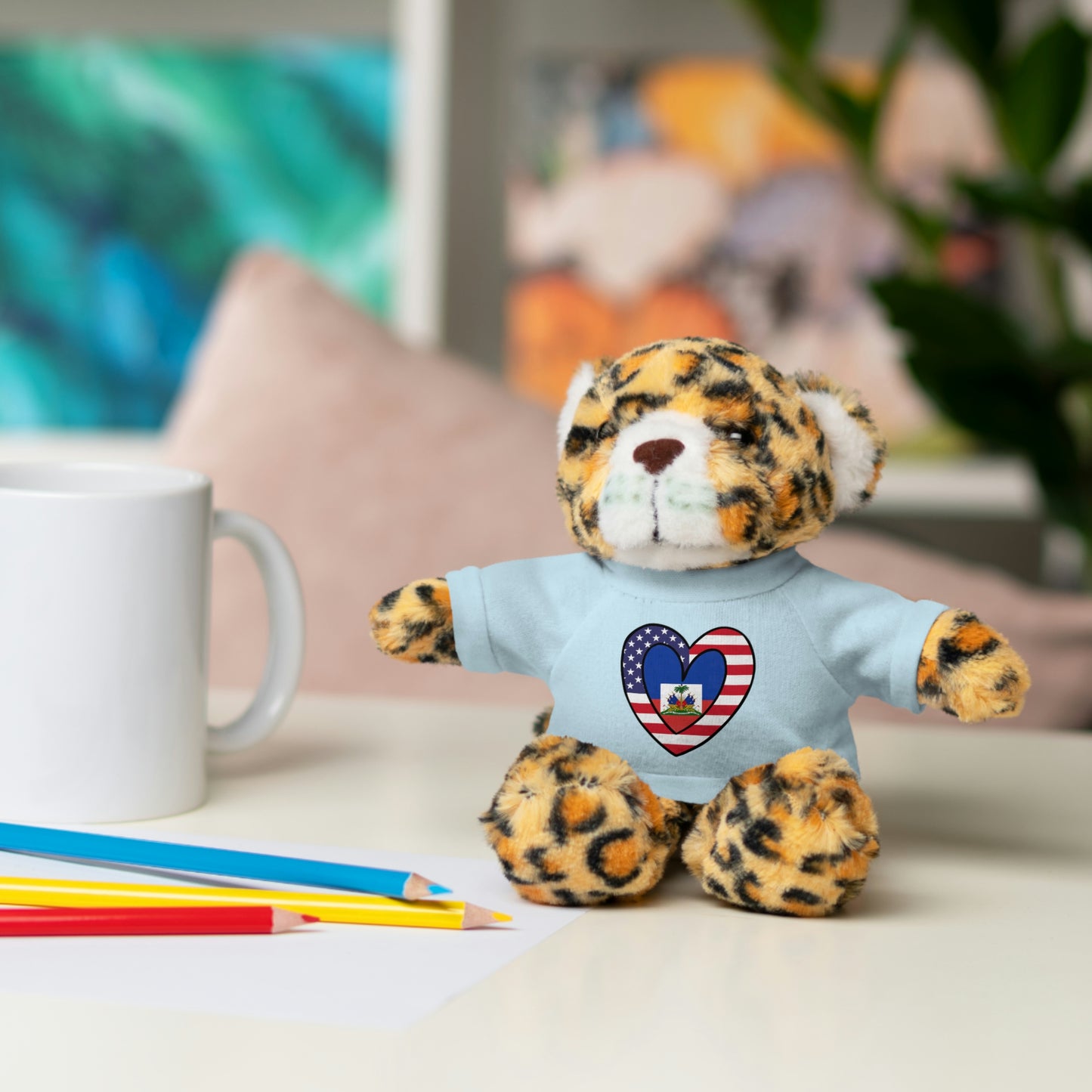 Haitian American Valentines Day Gift Stuffed Animal | Haiti USA Flag Toy