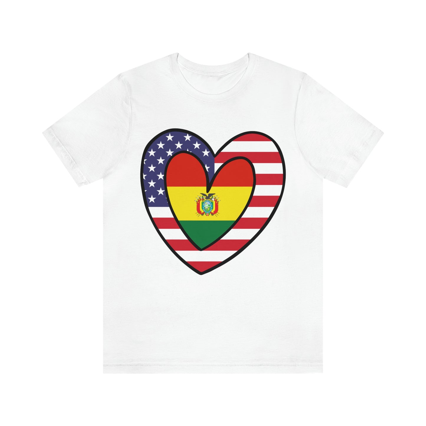 Bolivian American Heart Valentines Day Gift Tee Shirt | Half Bolivia USA Flag T-Shirt