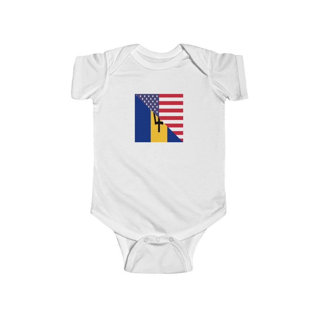 Bajan American Flag Baby Bodysuit | Barbados USA Newborn