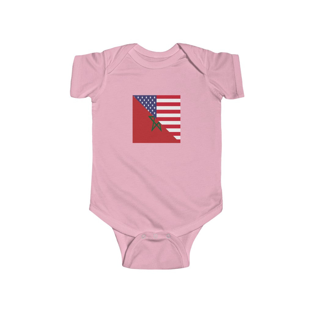 Moroccan American Flag Baby Bodysuit | Morocco USA Newborn Boy Girl