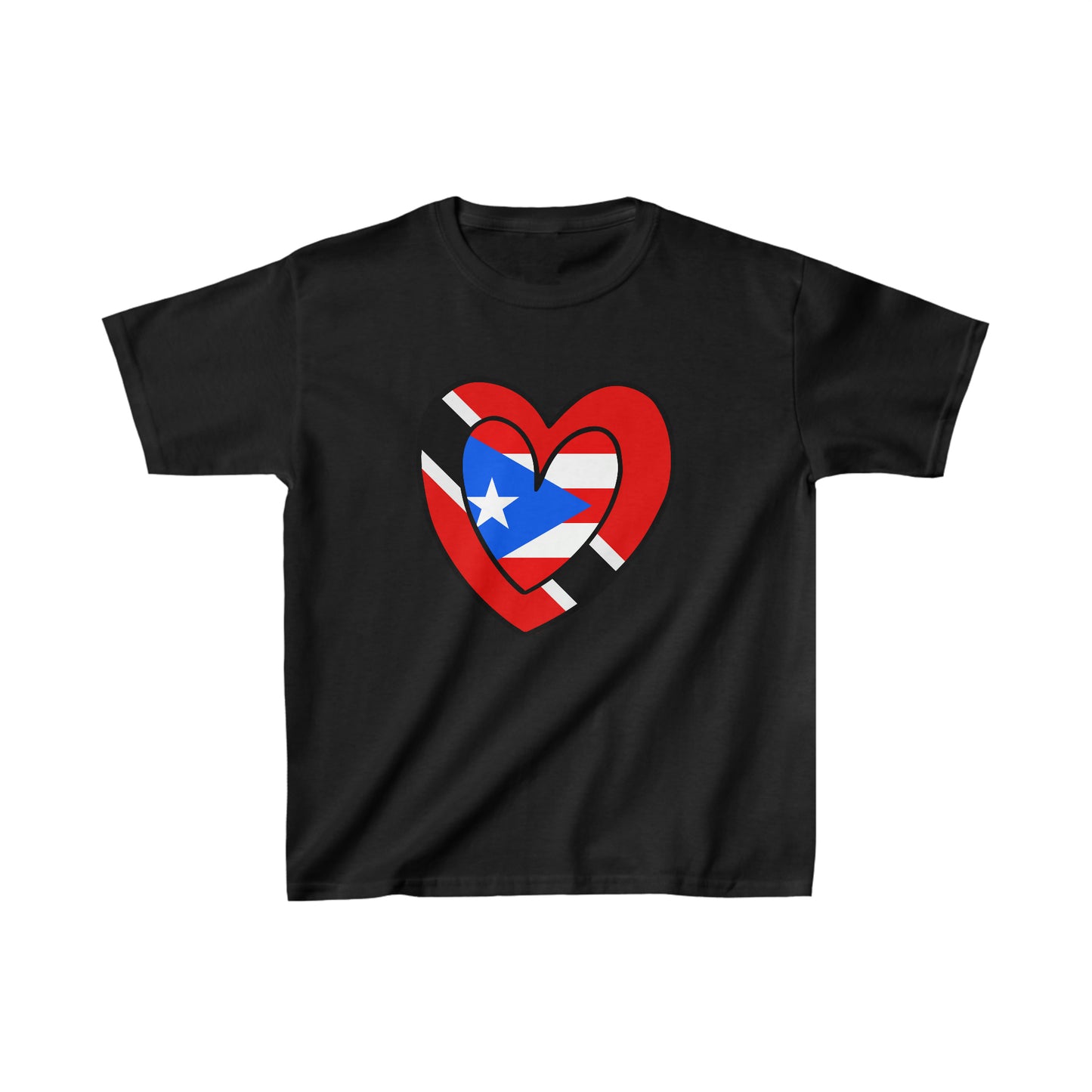 Kids Trini Puerto Rican Heart Gift Tee Shirt | Trinidad Boricua Flag T-Shirt