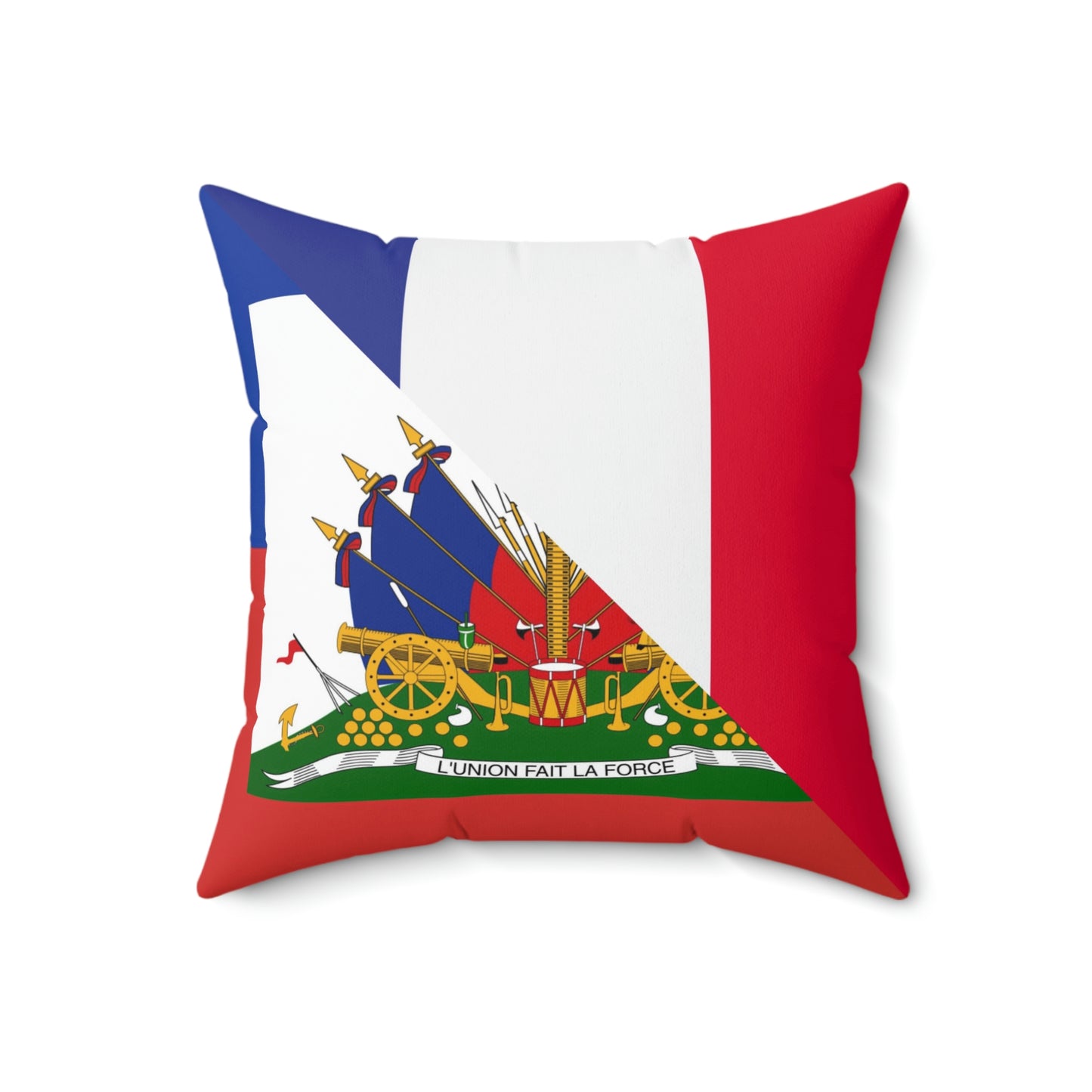 Haitian French Flag Half Haiti France Spun Polyester Square Pillow