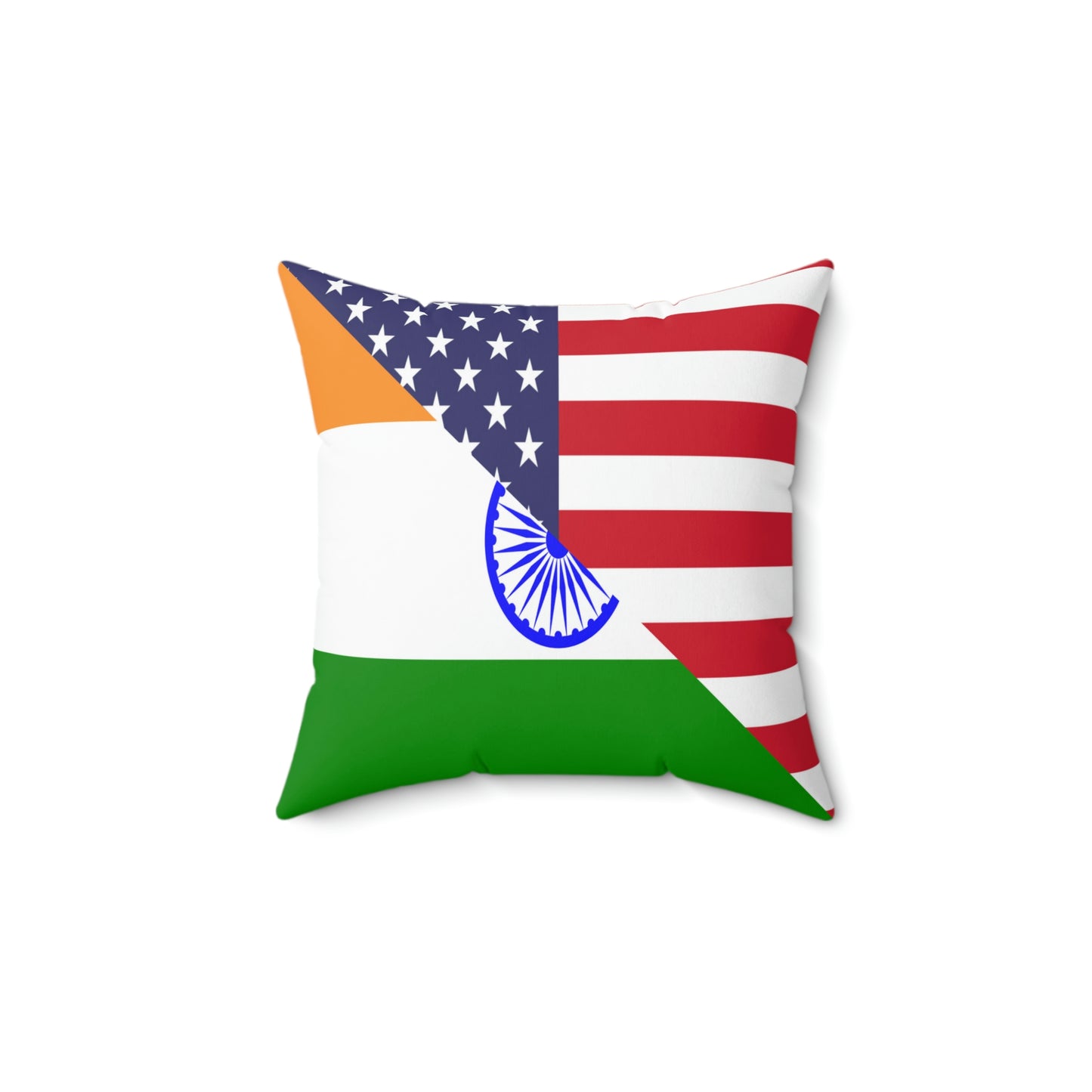 Indian American Flag Half India USA Spun Polyester Square Pillow