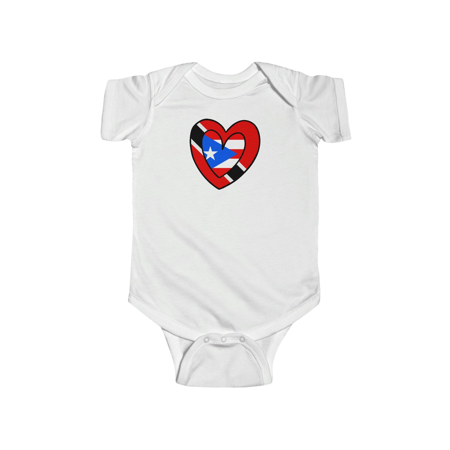 Newborn Trini Puerto Rican Heart Baby Bodysuit | Trinidad Boricua Flag