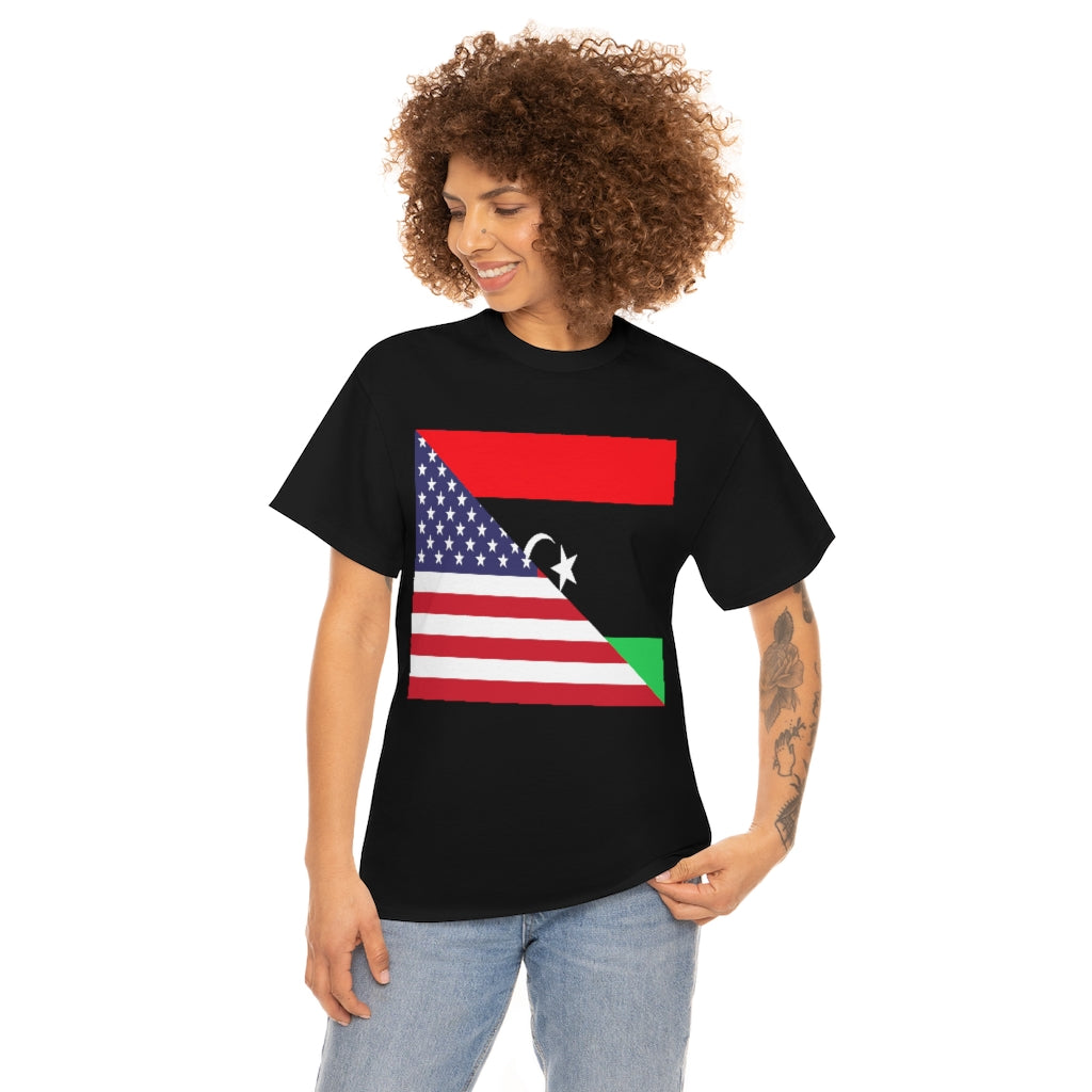 Libyan American Flag Tee Shirt | Unisex Libya USA Tshirt