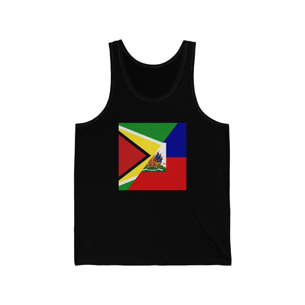 Half Haiti-Guyana Flag Tank Top | Haitian Guyanese Clothing