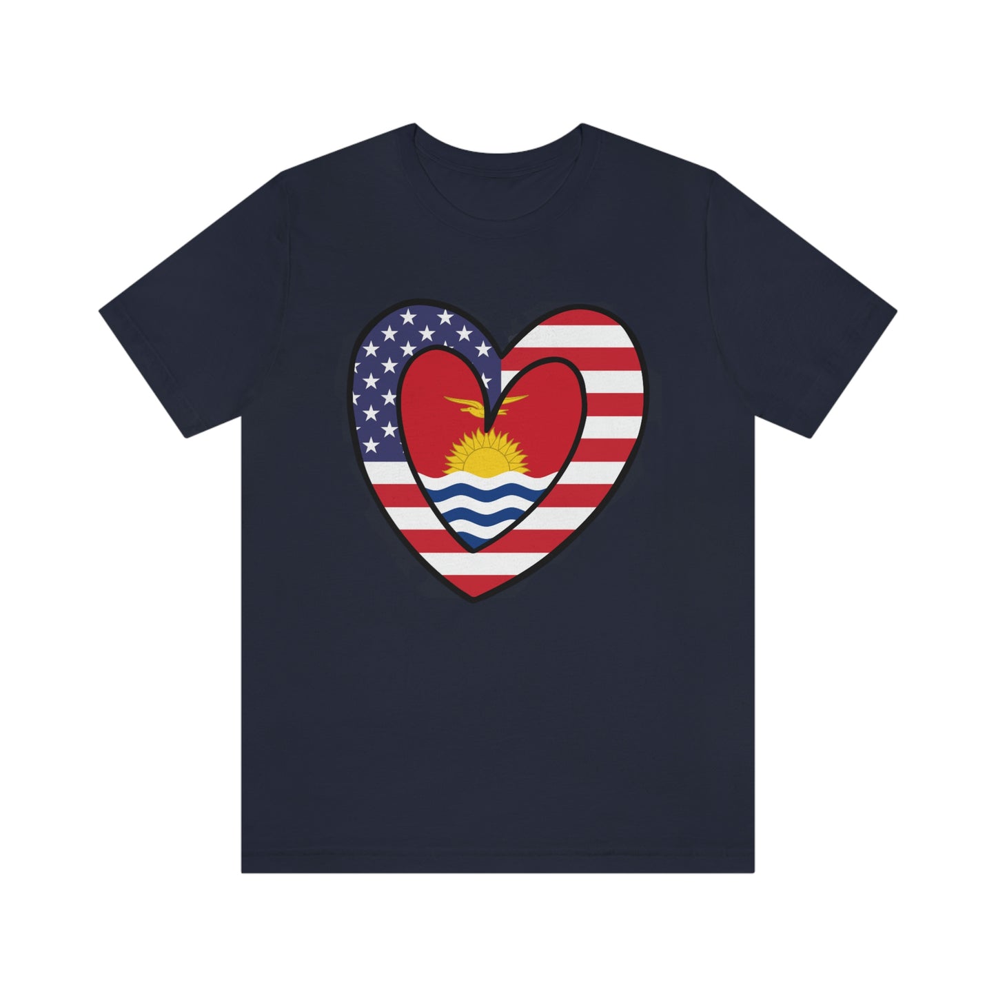 Kiribati American Heart Valentines Day Gift Tee Shirt | Gilbertese USA Flag Wedding T-Shirt