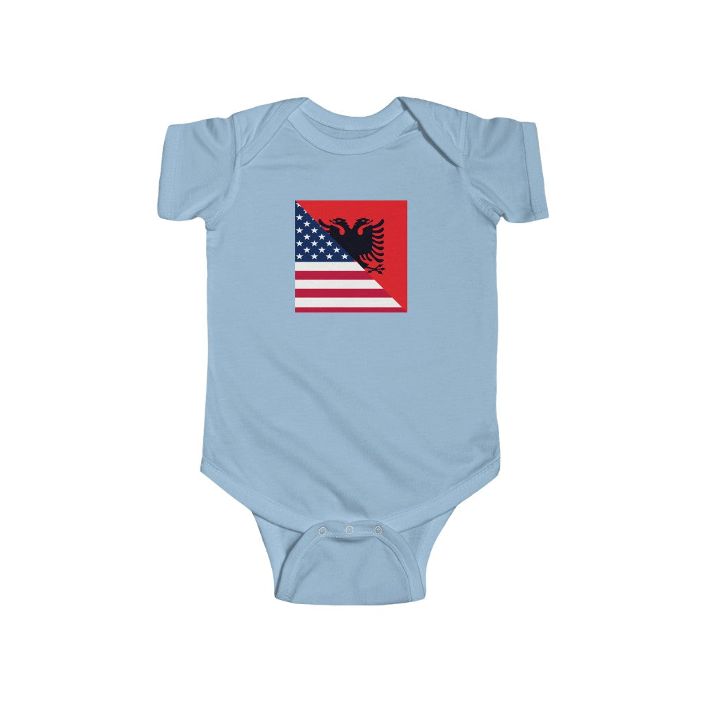 Albania America Flag Baby Bodysuit | USA Albanian Clothing