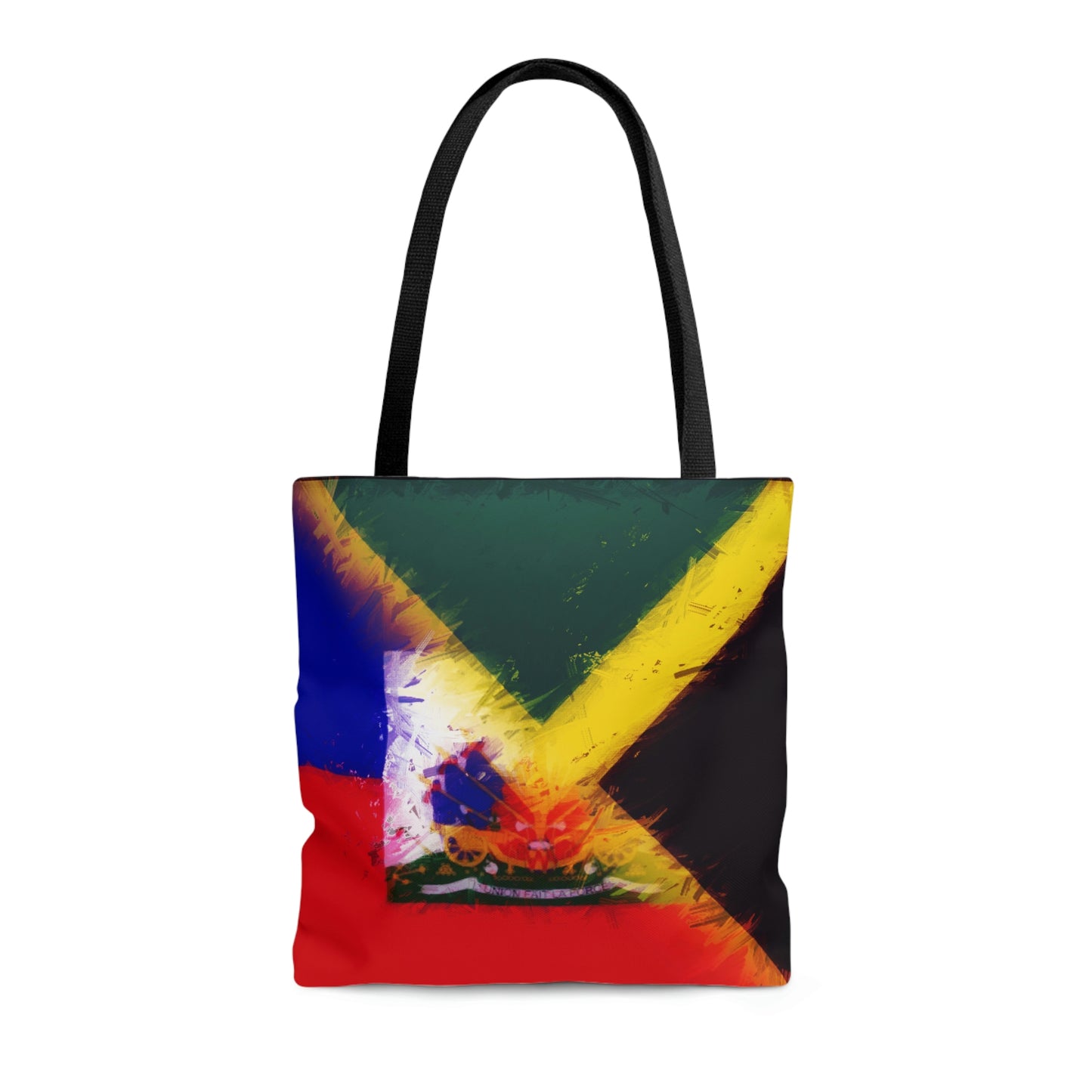 Haitian Jamaican Painted Flag | Haiti Jamaica Tote Bag | Shoulder Bag