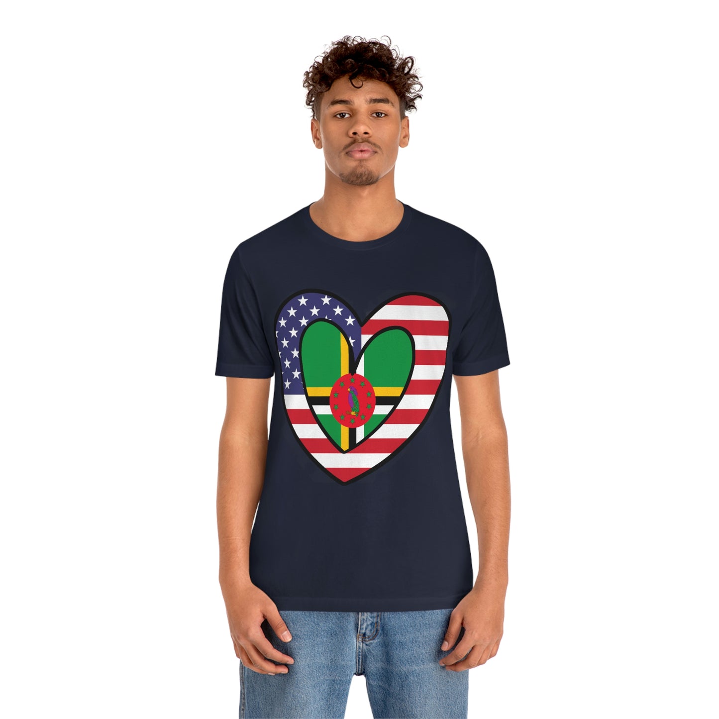 Dominican American Heart Valentines Day Gift Tee Shirt | Half Dominica USA Flag T-Shirt