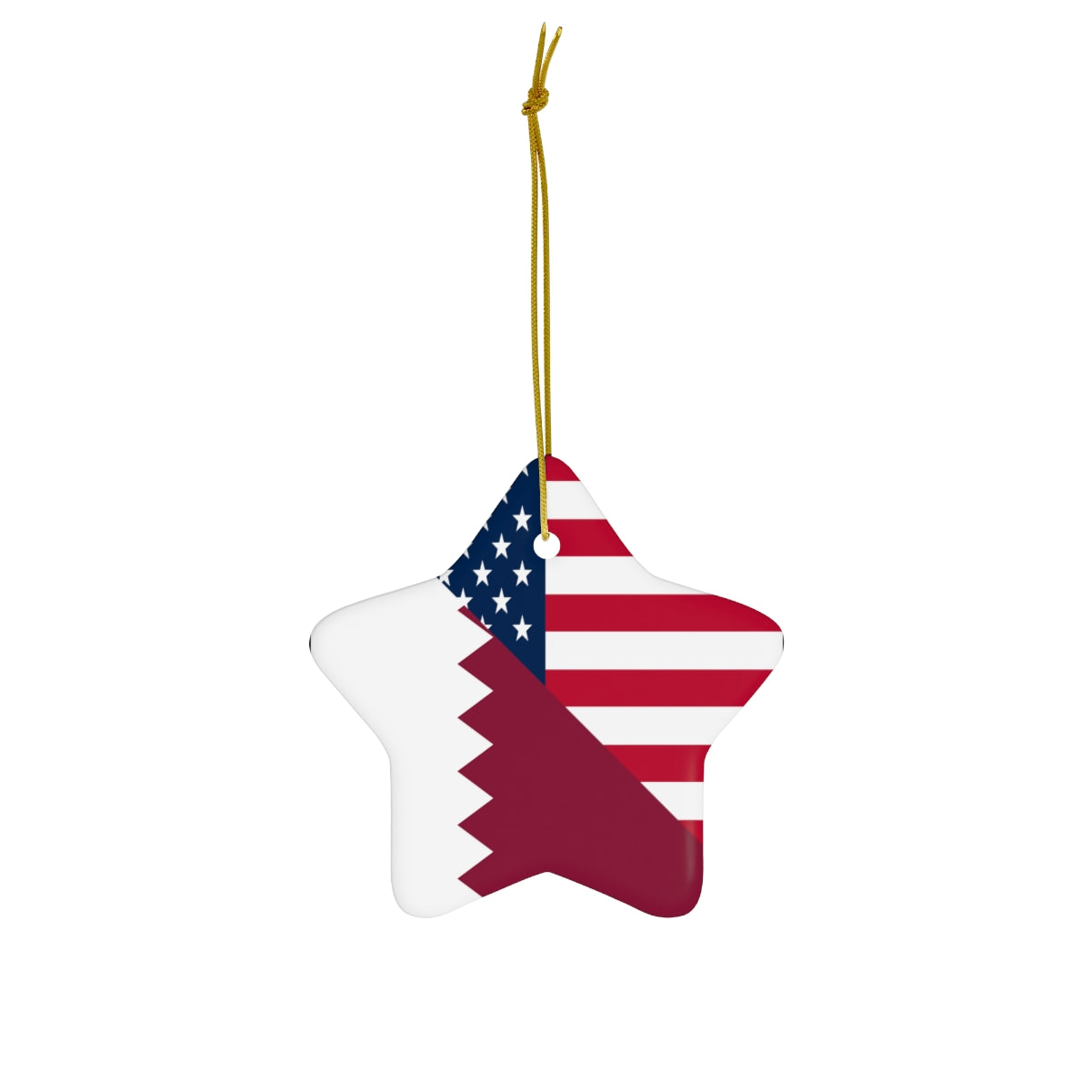 Qatar American Flag Ceramic Ornaments | Qatari USA Christmas Tree