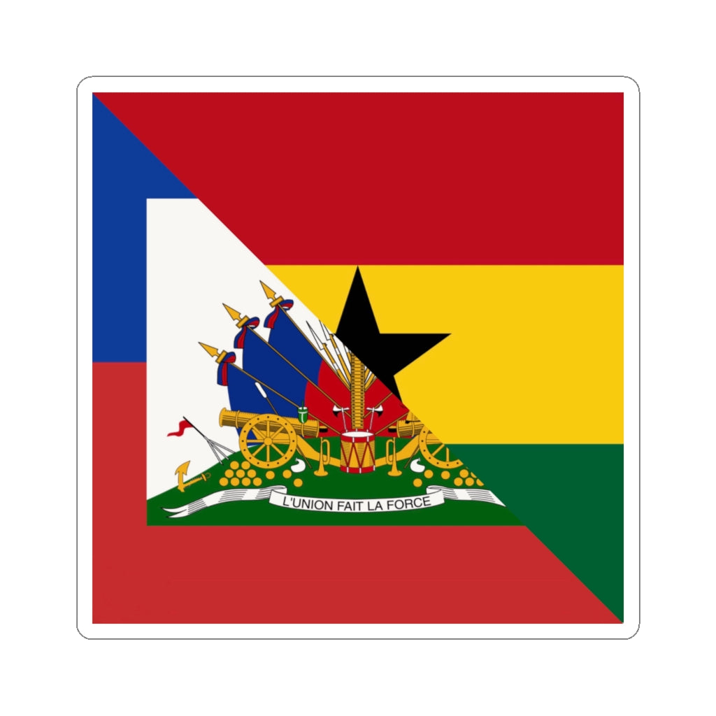 Half Haitian-Ghanaian Flag Sticker | Haiti Ghana Flag Sticker