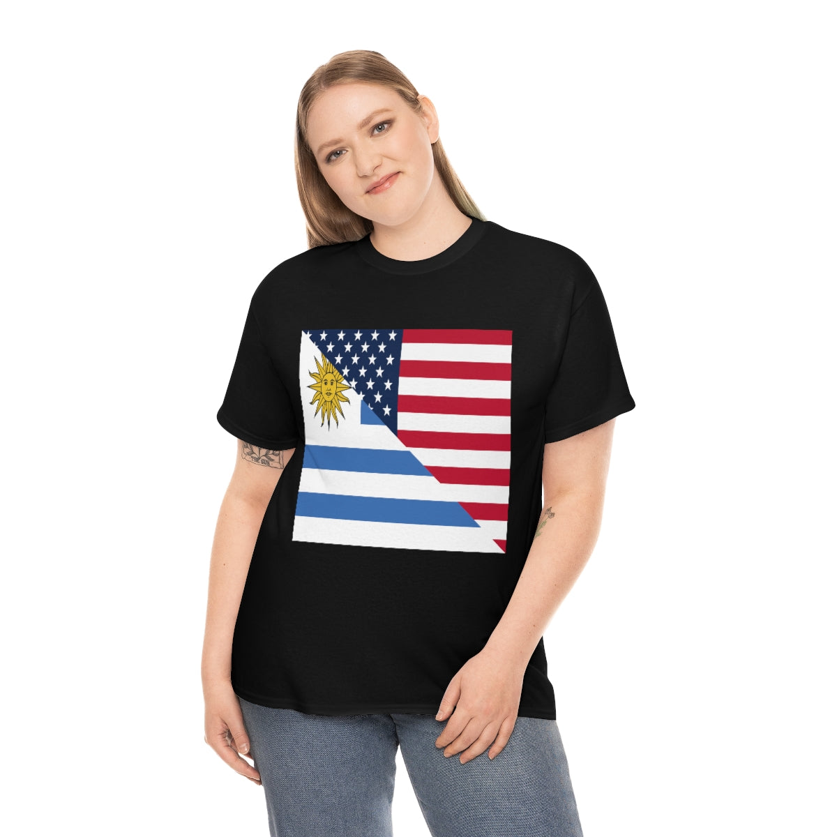 Uruguay American Flag Half Uruguayan USA T-Shirt | Unisex Tee Shirt