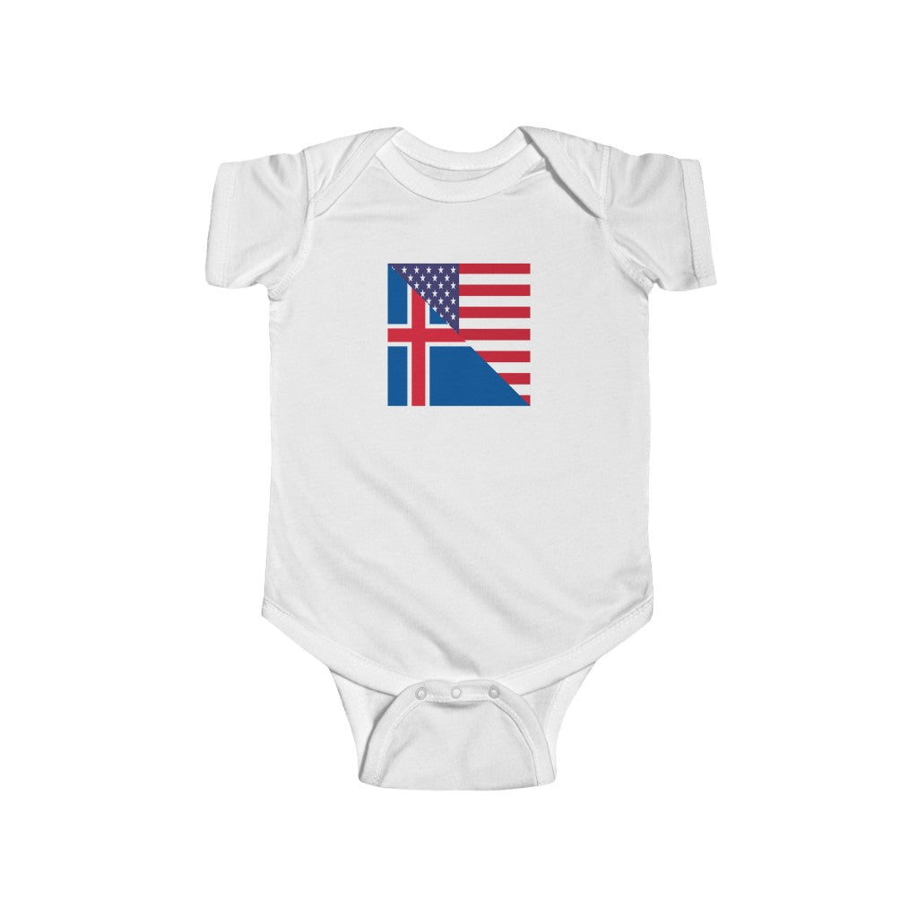 Icelander American Flag Baby Bodysuit | Iceland USA Newborn