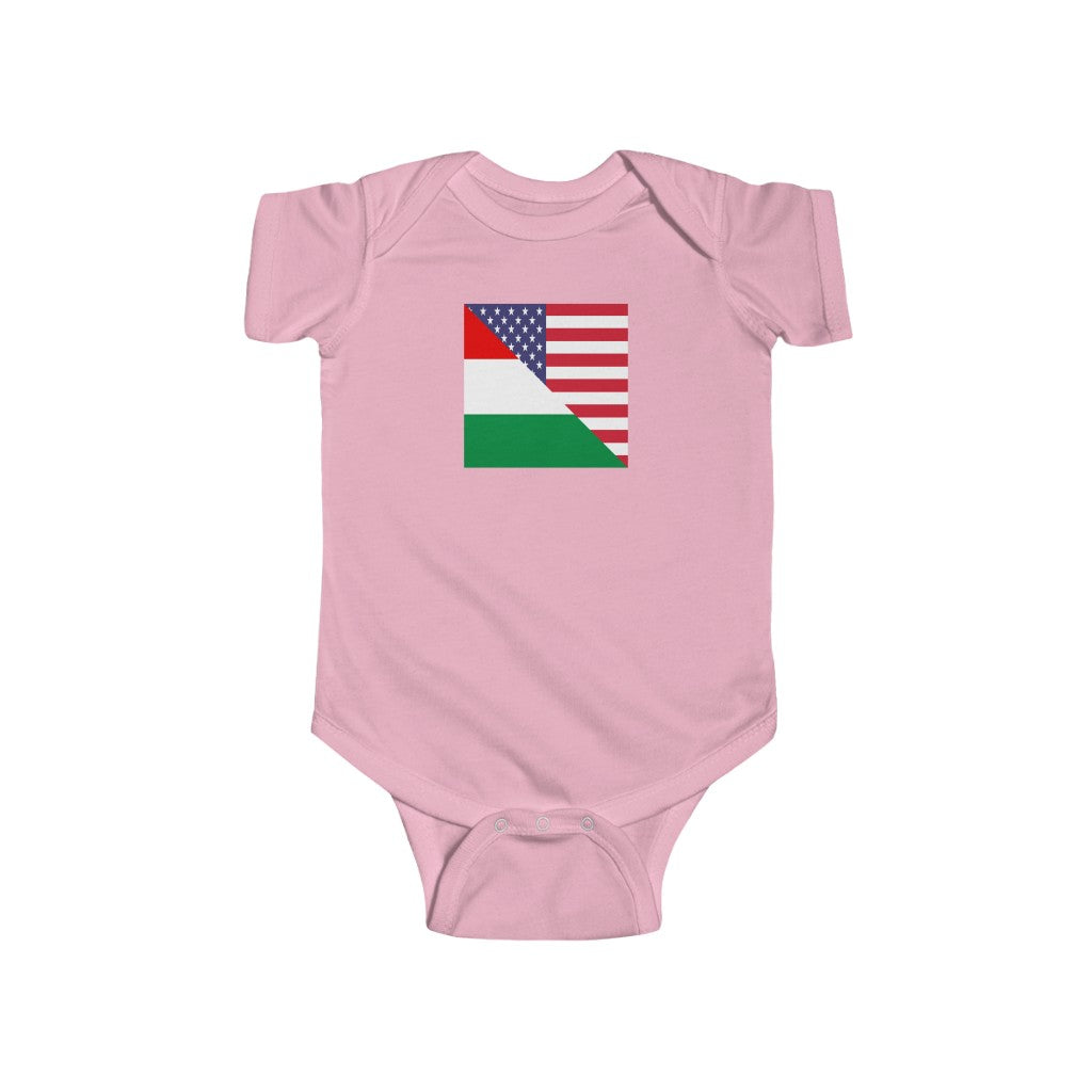 Hungarian American Flag Baby Bodysuit | Hungary Newborn Girl Boy