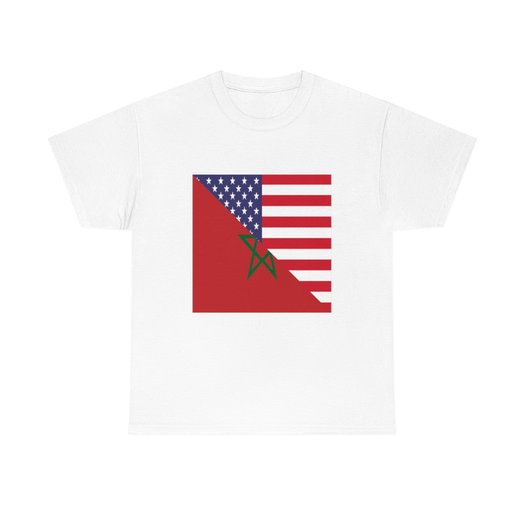 Moroccan American Flag Tee Shirt | Morocco USA Tshirt