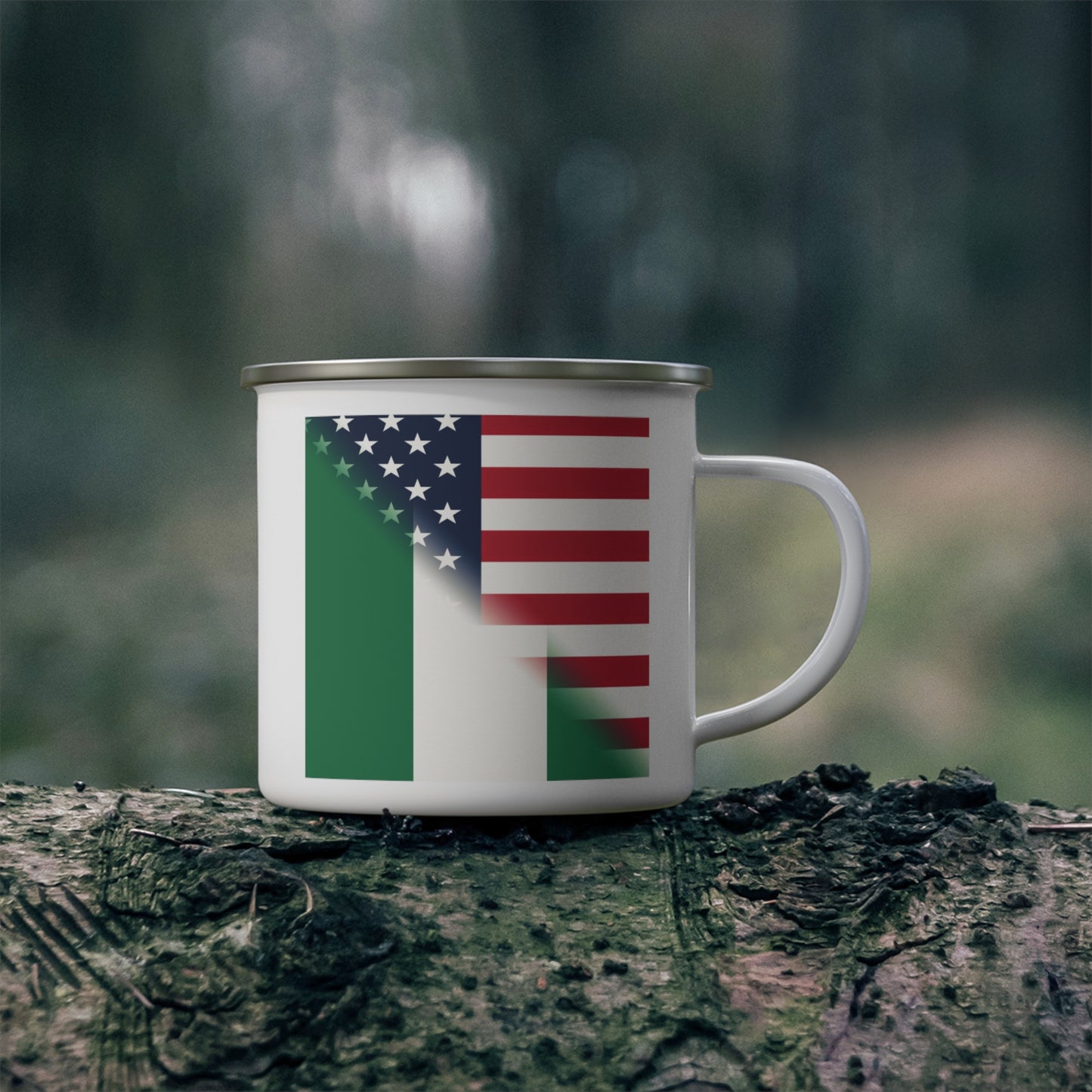 Nigerian American Flag Half Naija USA African 12oz Enamel Mug