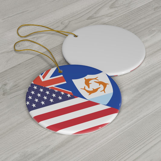 Anguillan American Flag Ceramic Ornaments | Anguilla USA Christmas Tree