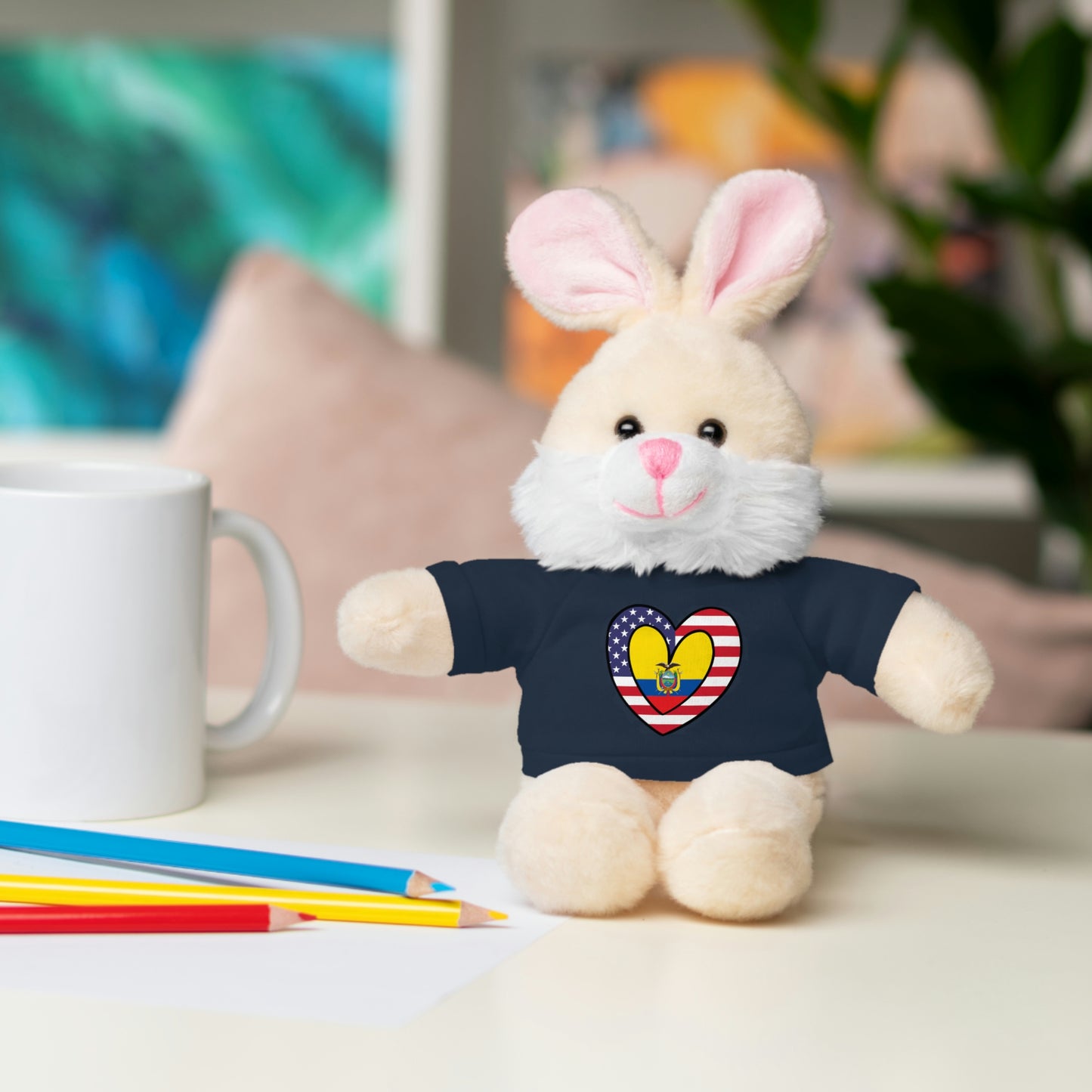 Ecuadorian American Valentines Day Gift Stuffed Animal | Ecuador USA Flag Toy