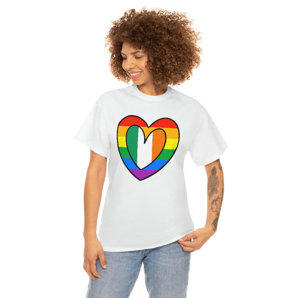 Irish Rainbow Flag Heart T-Shirt | Unisex Ireland Pride Month Tee