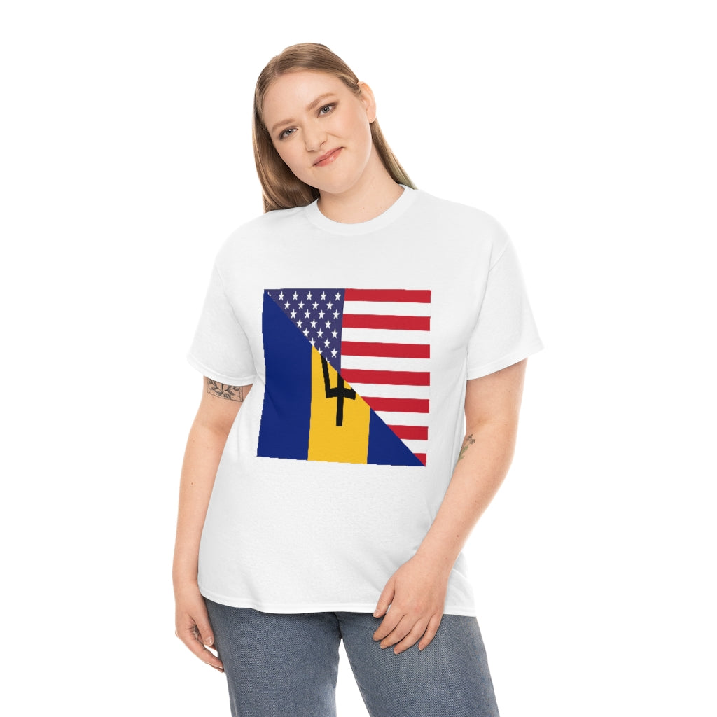 Bajan American Flag Tee Shirt | Barbados USA Tshirt