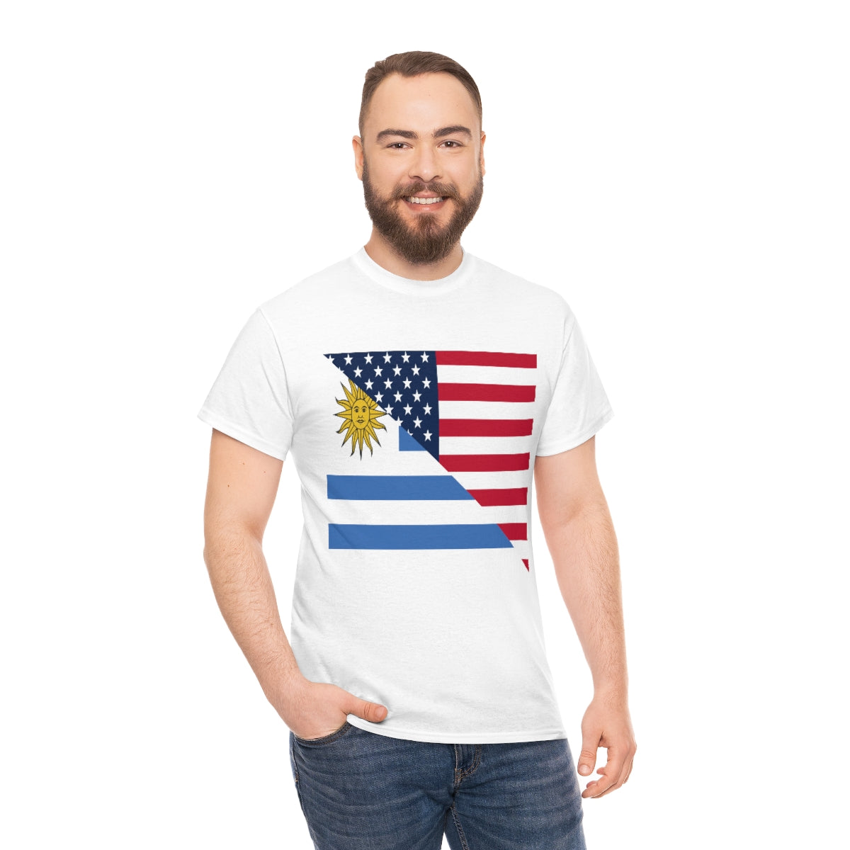 Uruguay American Flag Half Uruguayan USA T-Shirt | Unisex Tee Shirt