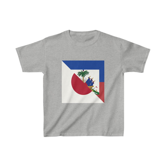 Kids Haitian Japanese Flag | Half Haiti Japan T-Shirt | Unisex Tee Shirt