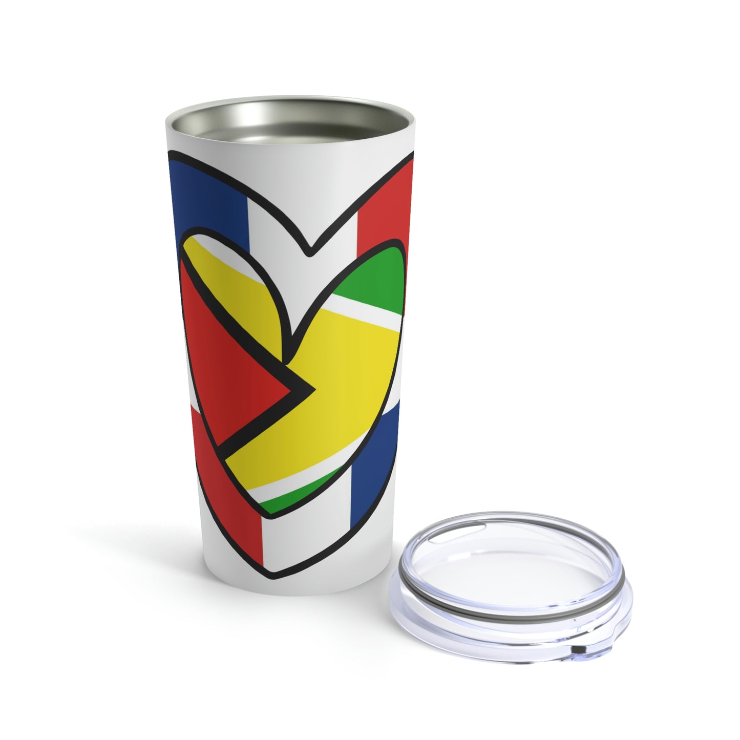 Dominican Republic Guyana Flag Heart Valentines Day Gift Guyanese Tumbler 20oz