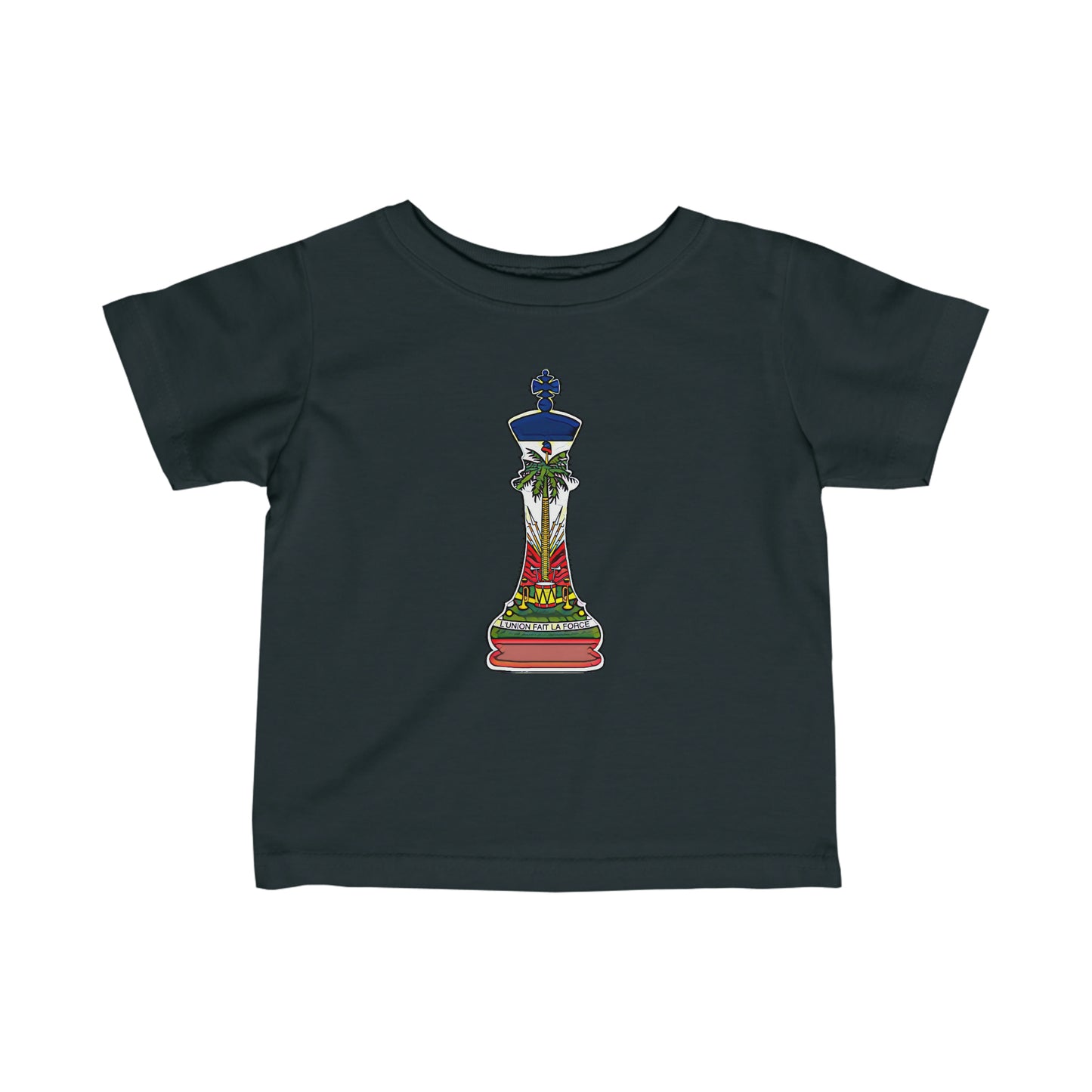 Infant Haitian King Chess Piece | Kingdom Haiti Flag Royalty Toddler Tee Shirt