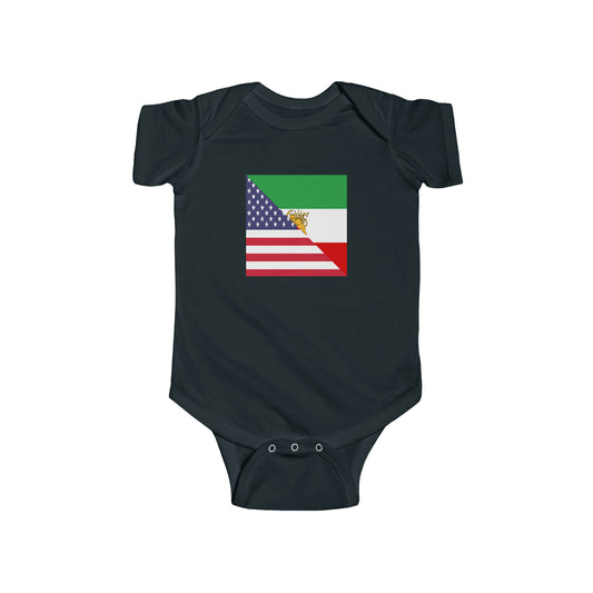 Old Iranian American Flag Half Iran USA Baby Bodysuit | Newborn Boy Girl