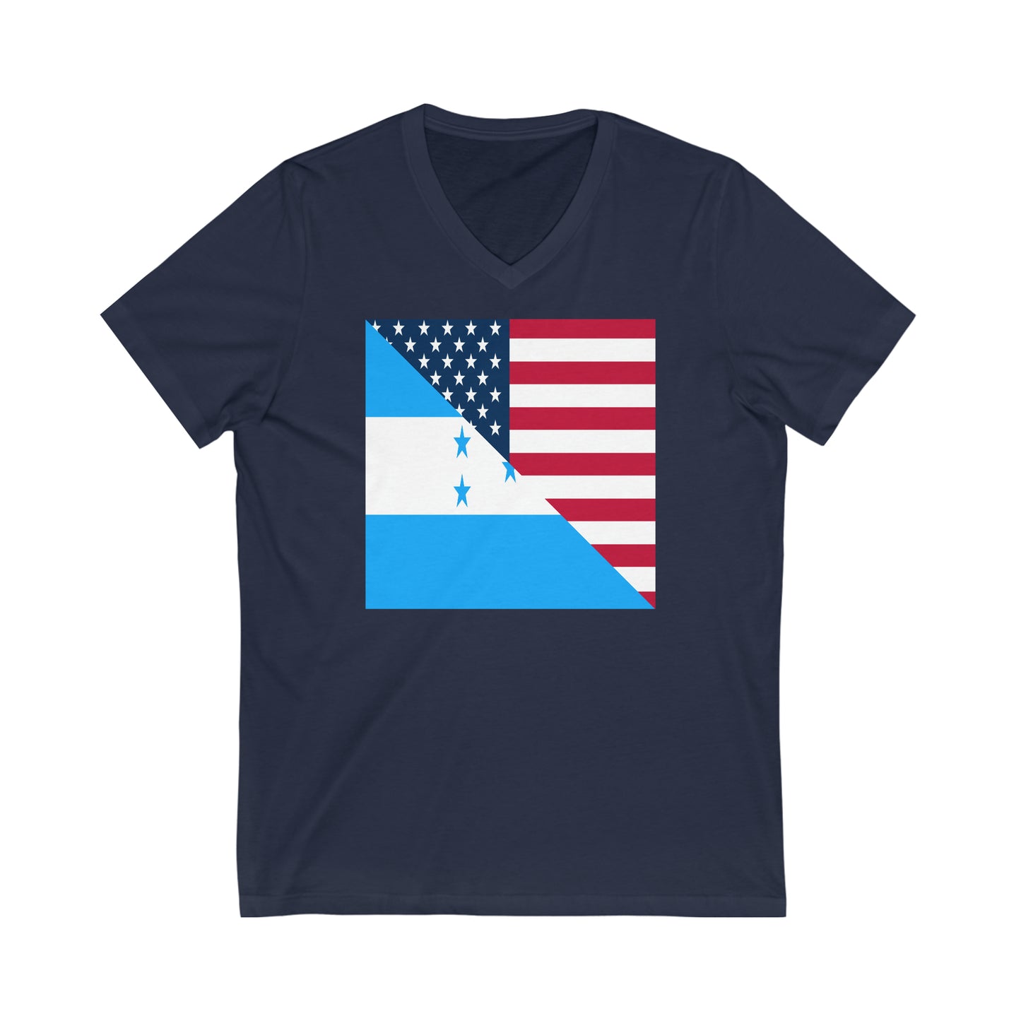 Honduras American Flag Half Honduran USA V-Neck T-Shirt | Unisex Vee Shirt