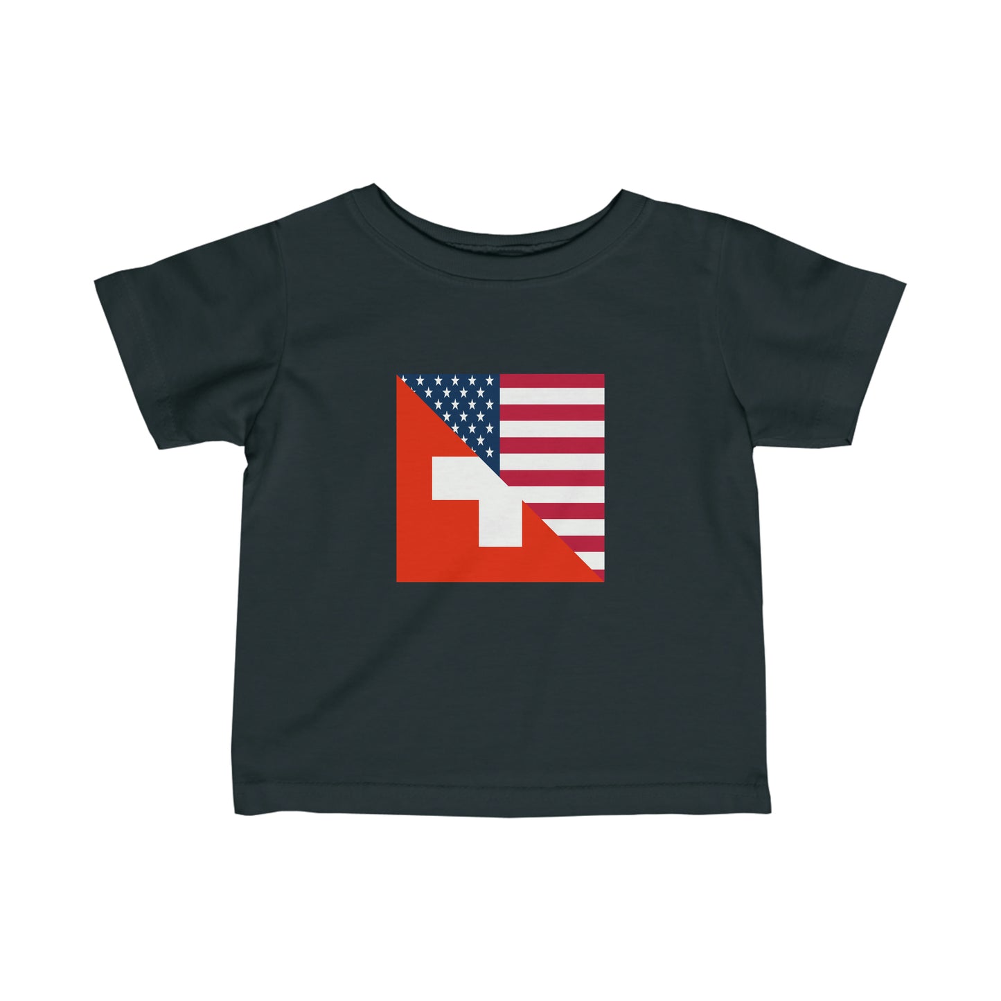 Infant Swiss American Flag Switzerland USA Toddler Tee Shirt