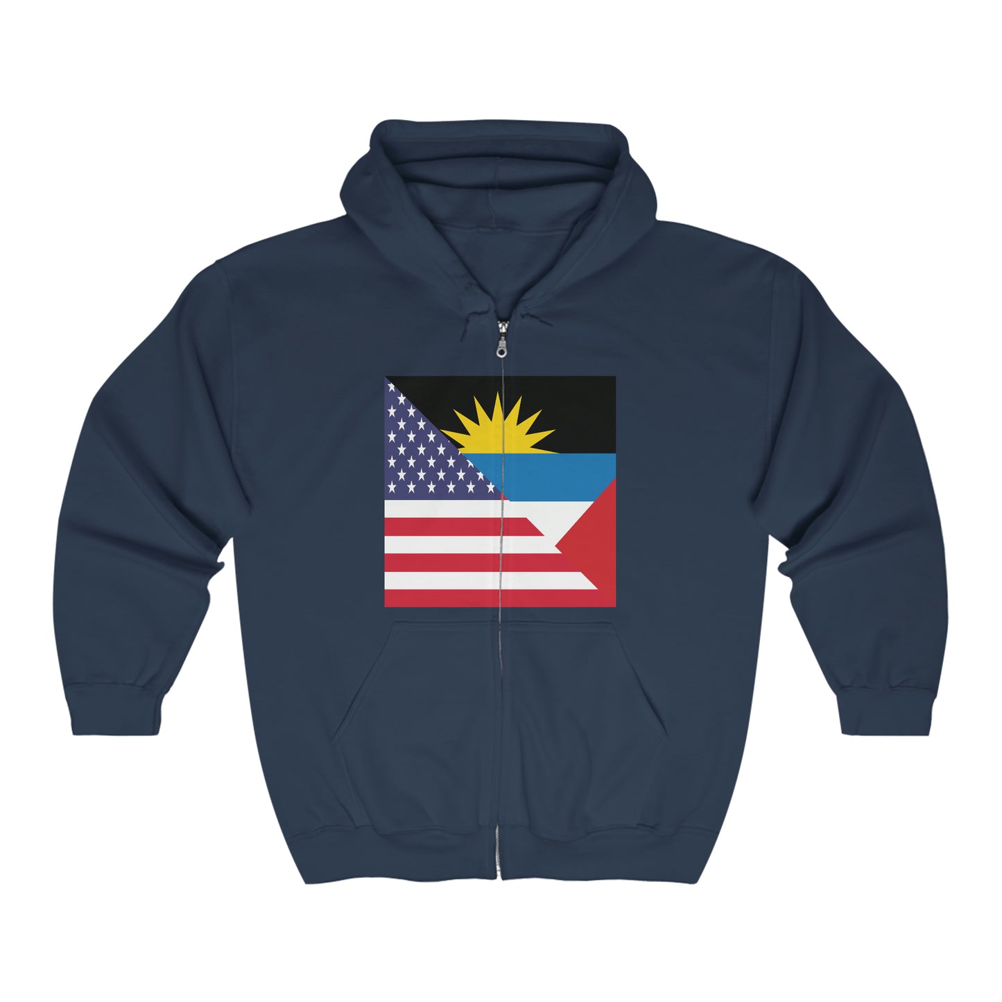 Antigua and Barbuda American Flag Antiguan USA Zip Hoodie | Hooded Sweatshirt