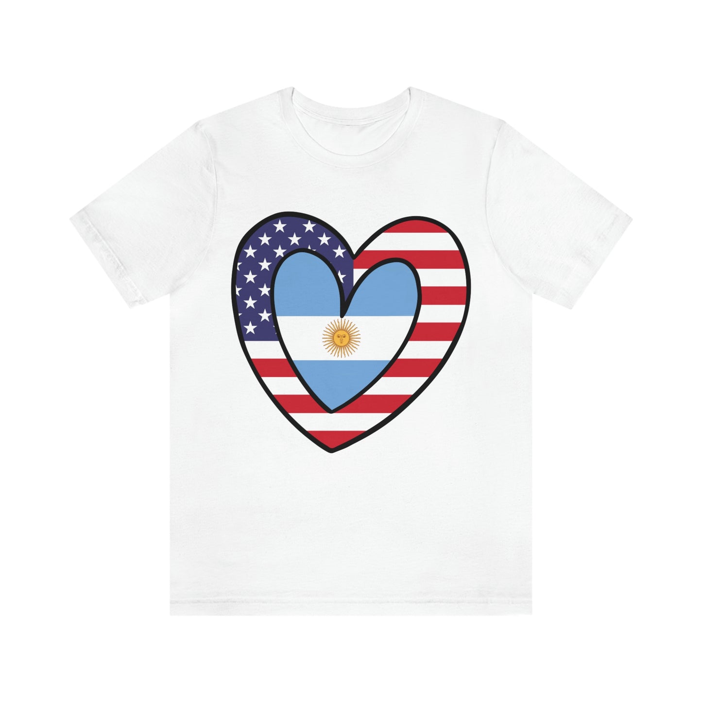 Argentinian American Heart Valentines Day Gift Tee Shirt | Half Argentina USA Flag T-Shirt