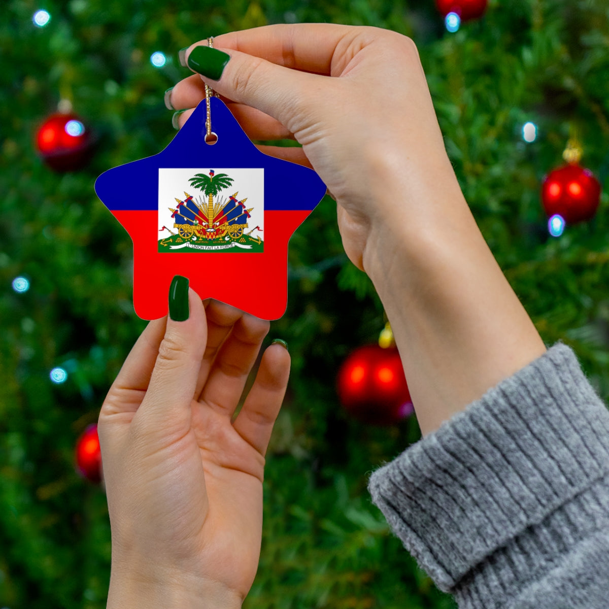 Haiti Flag Ceramic Ornaments | Haitian Christmas Tree