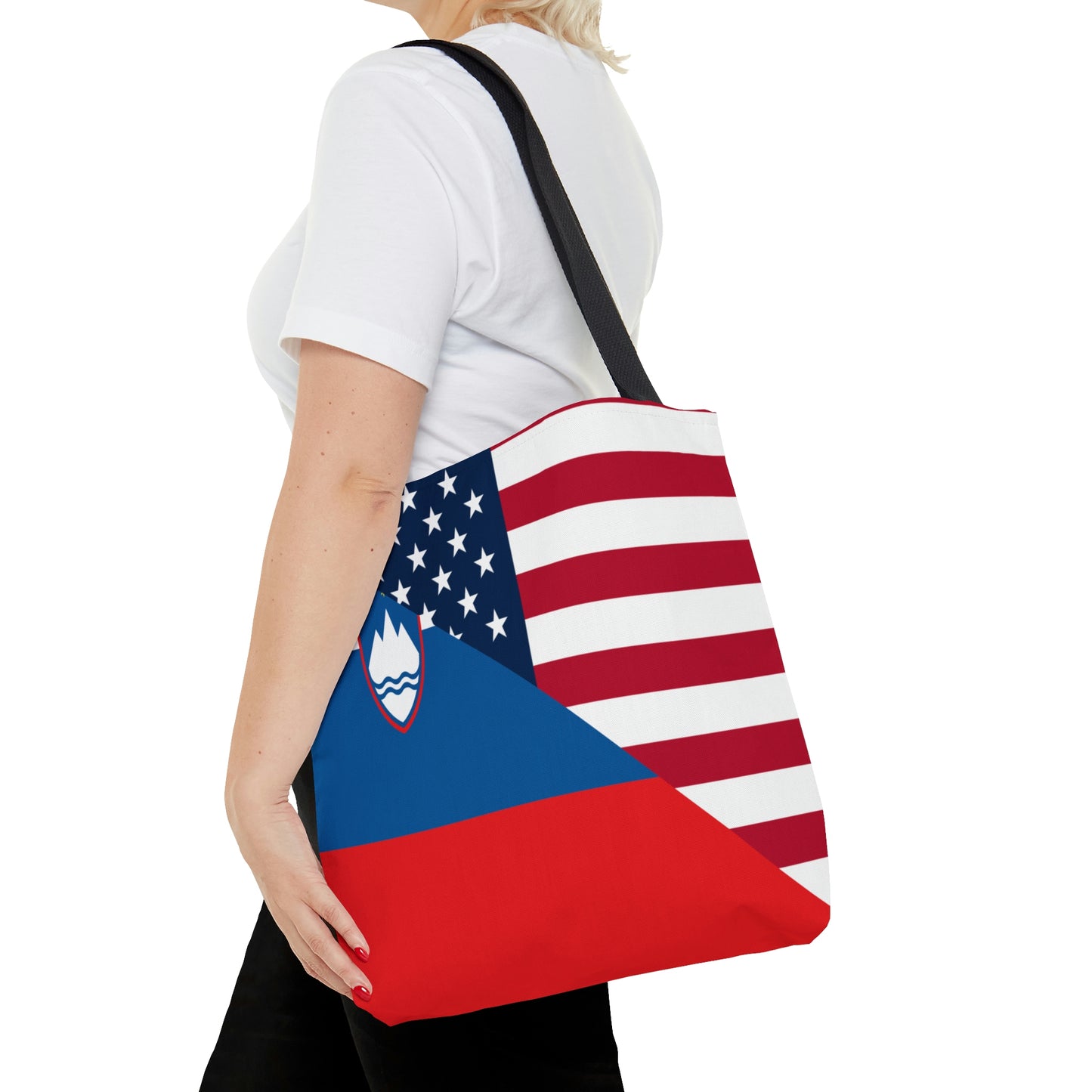 Slovenia American Flag Half Slovenian USA Tote Bag | Shoulder Bag