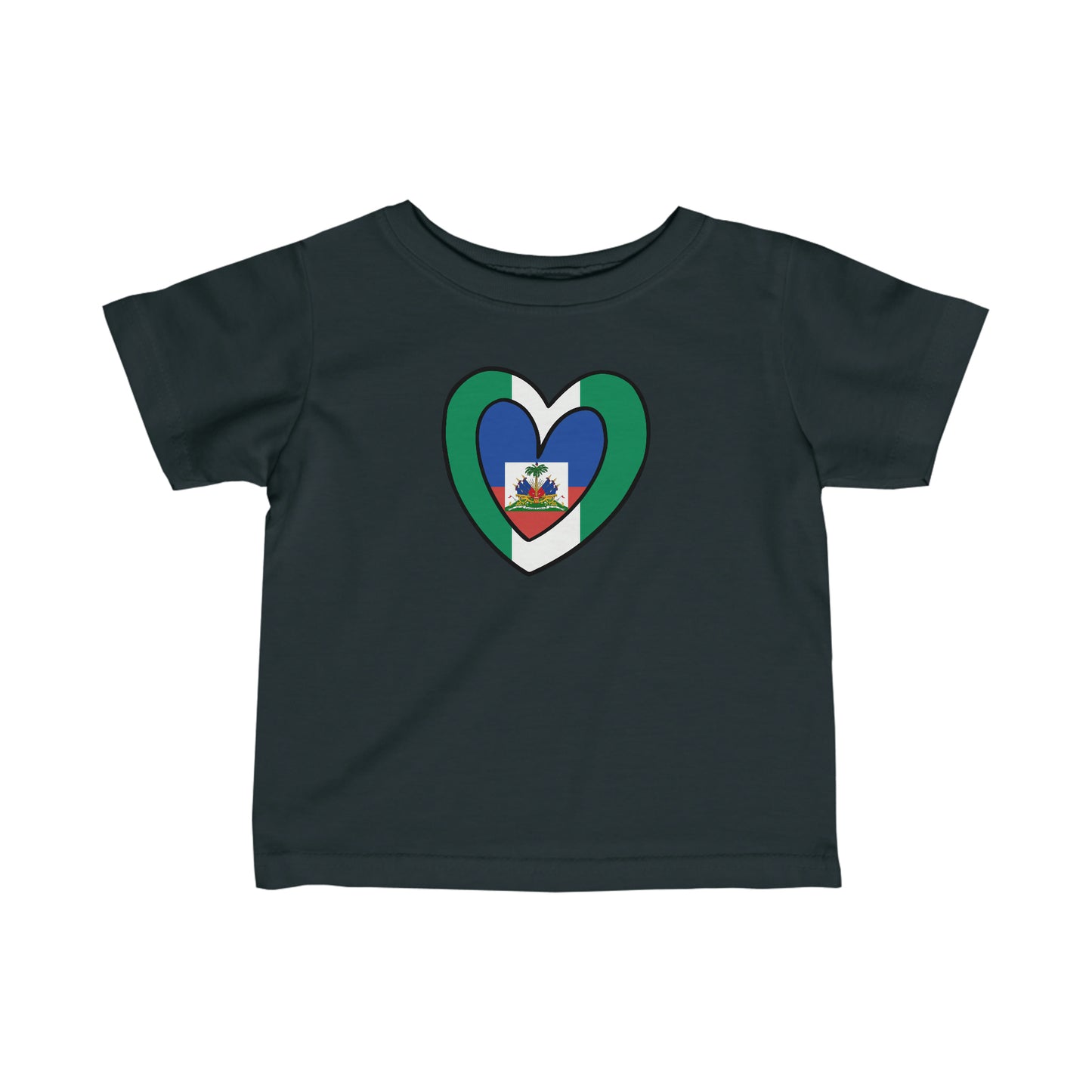 Infant Nigerian Haitian Flag Inner Heart Nigeria Haiti  Toddler Tee Shirt