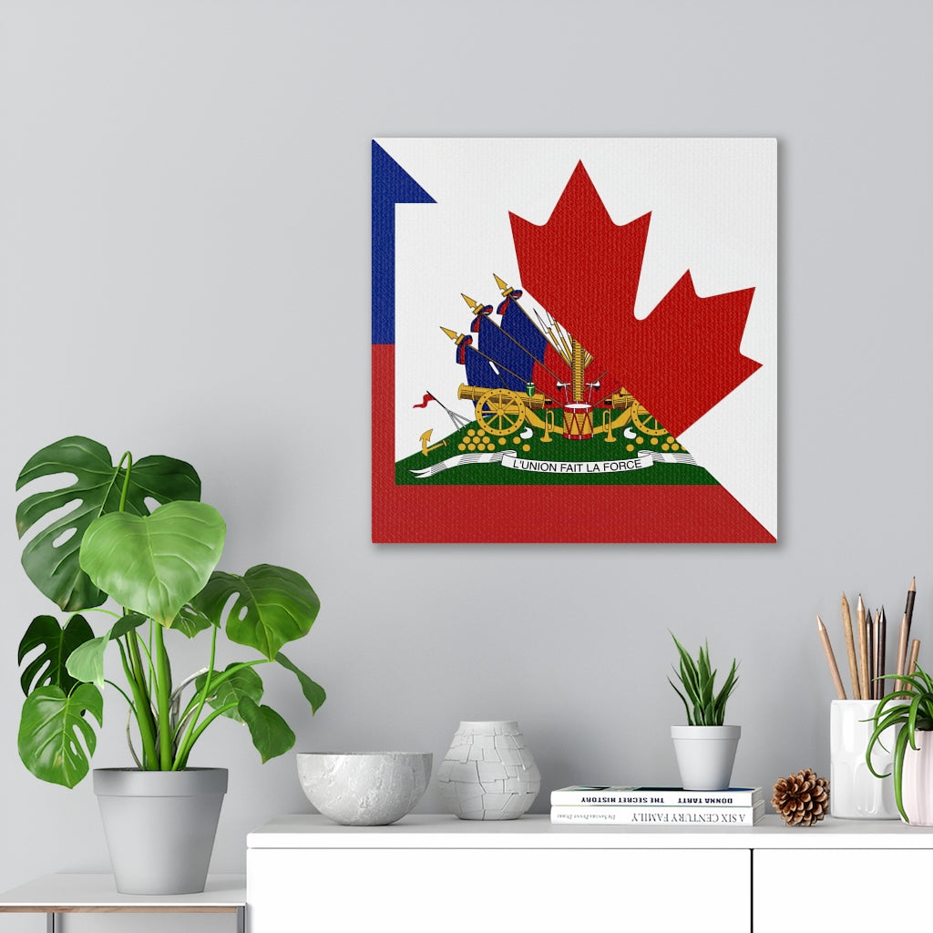 Haitian Canadian Flag Canvas Gallery Wraps | Haiti Canada