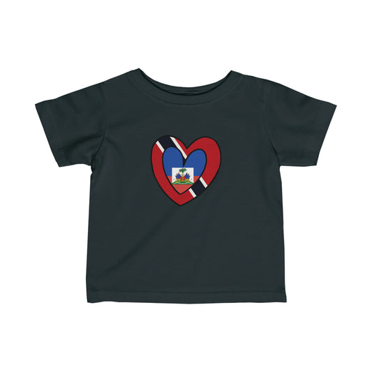 Infant Haitian Trini Flag Heart Haiti Trinidad Tobago Toddler Tee Shirt