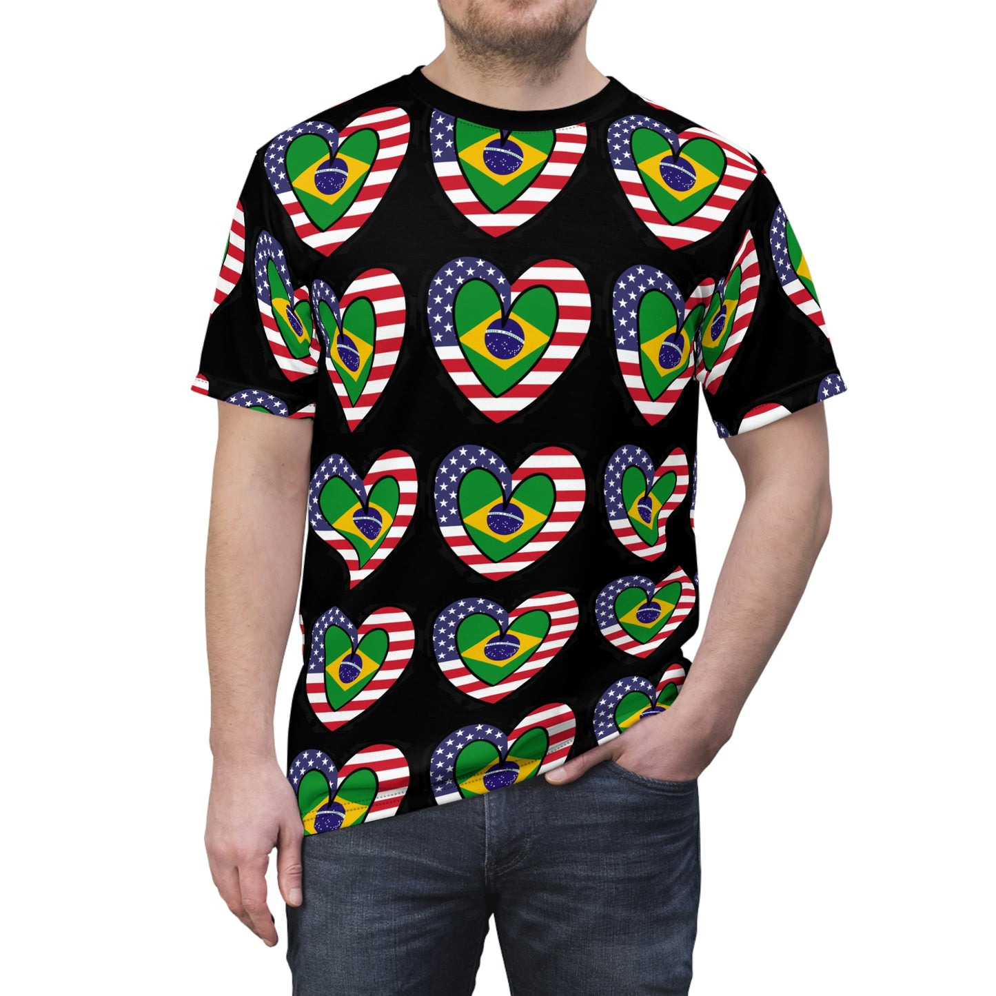 Brazilian American Unisex AOP Cut & Sew Tee | Brazil USA