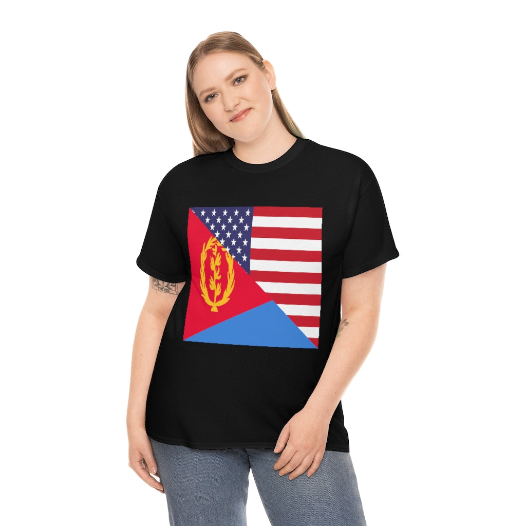 Eritrea American Flag Tee Shirt | Unisex Eritrean USA Tshirt